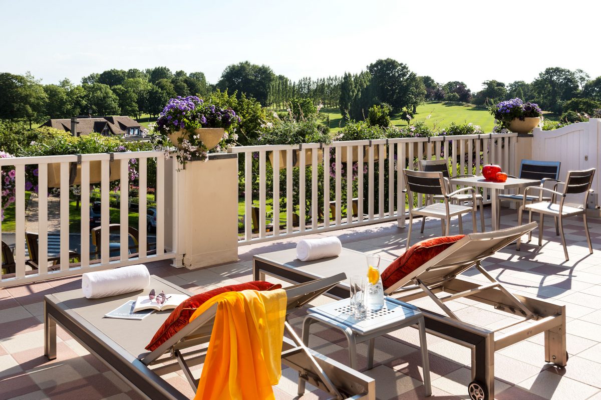 Balcony view at Hotel du Golf Barriere, Deauville, Normandy, France. Golf Planet Holidays
