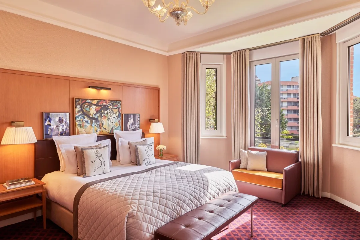 A double bedroom at Hotel Barriere Le Westminster, Le Touquet, Northern France. Golf Planet Holidays.