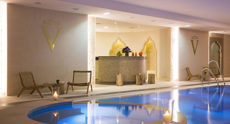 The indoor pool at Auberge du Jeu de Paume, around Paris, France