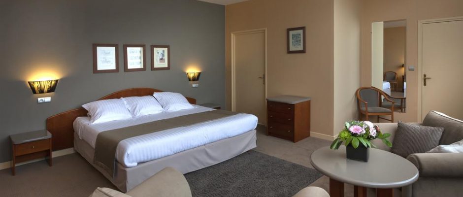 A double bedroom at The Best Western Hermitage, Montreuil sur Mer, Northern France.