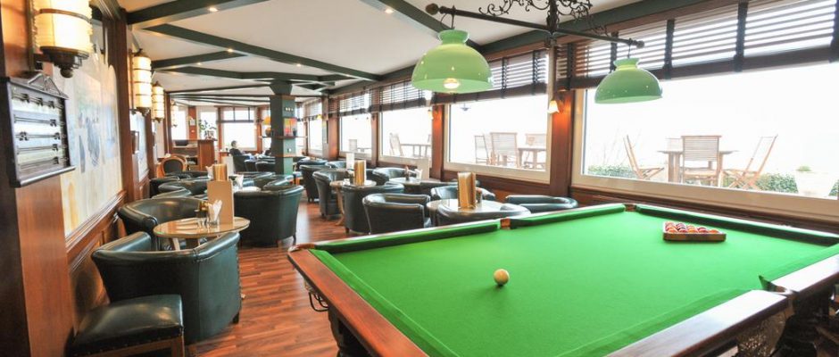 Snooker in the bar at The Dormy House, Etretat, Normandy, France