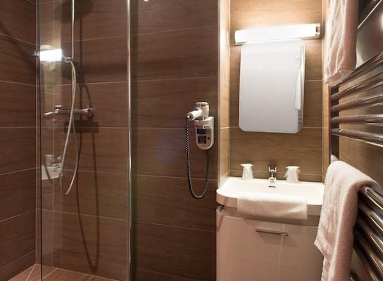 A bathroom at Hotel du Centre, Wimereux, Northern France