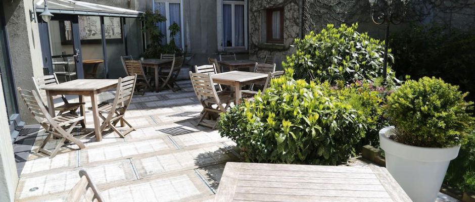 The patio at Hotel du Centre, Wimereux, Northern France