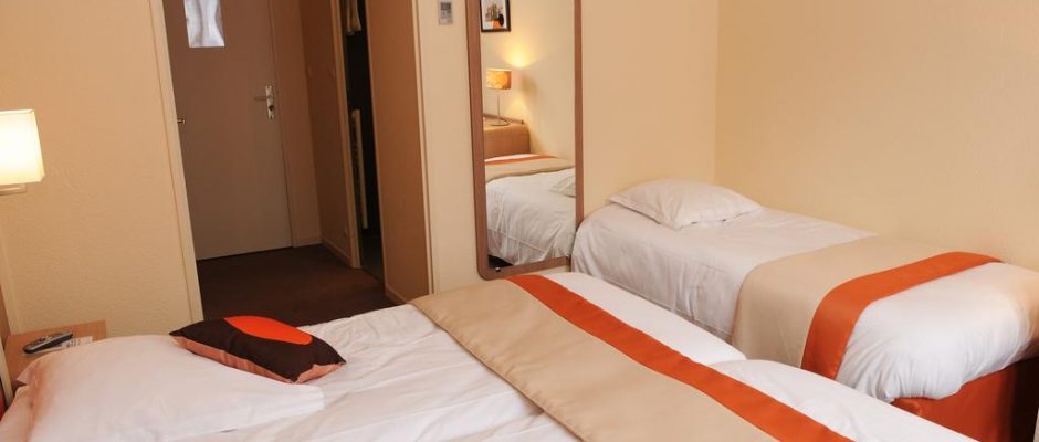 A triple bedroom at the Red Fox hotel, Le Touquet, Northern France