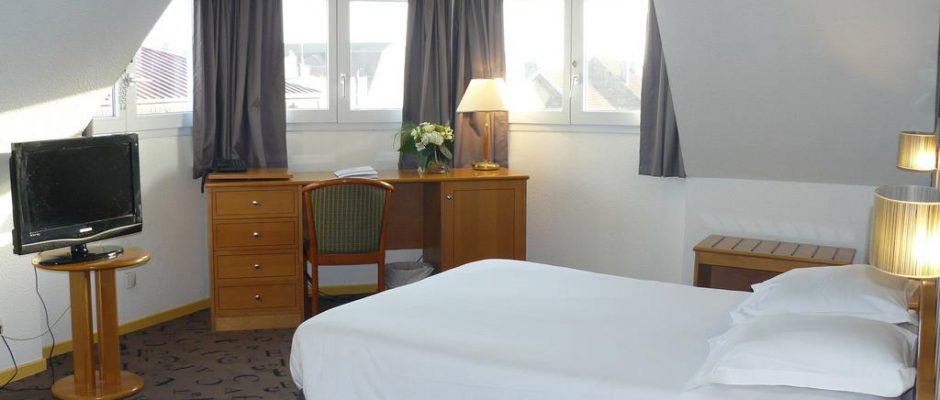A twin room at the Red Fox Hotel, Le Touquet, Northern France