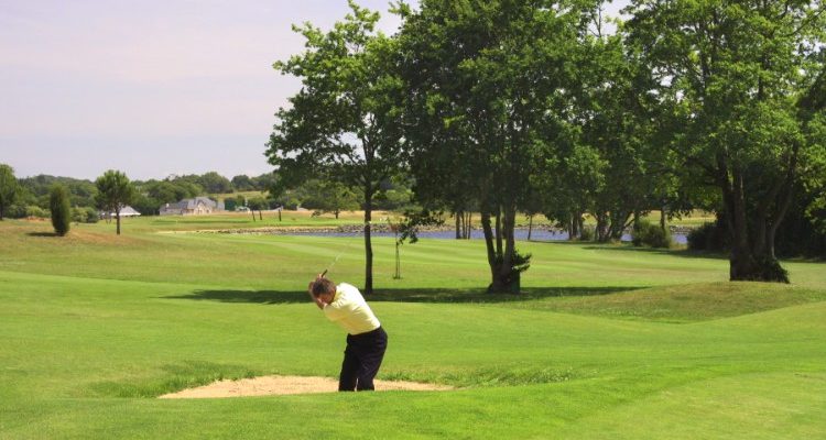 Short wedge onto the green at Saint Julien Golf Club, Normandy, France