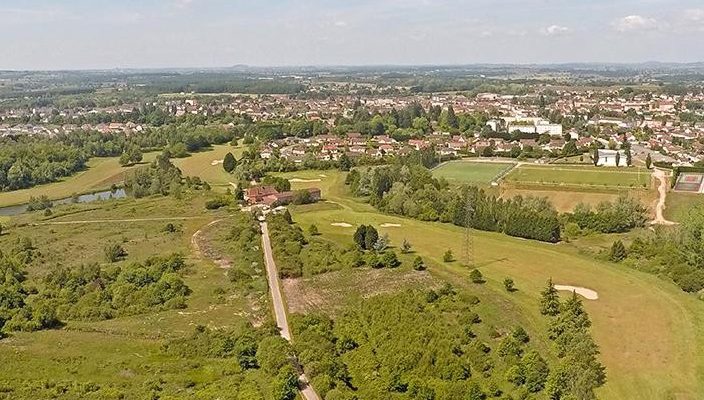 Aerial view of Chateau d'Avoise Golf Club, near Beaune, France