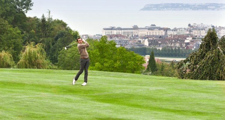View over the coast from New Golf Deauville Golf Club, Normandy France