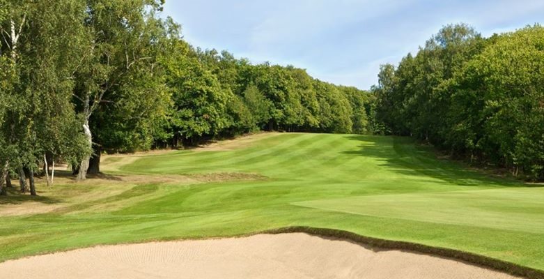Looking back down the fairway at Champ de Bataille Golf Club, Normandy, France