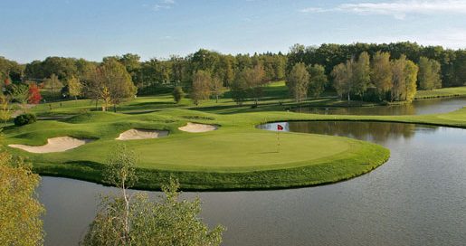Tricky green at Orleans-Limere Golf Club, Loire, France