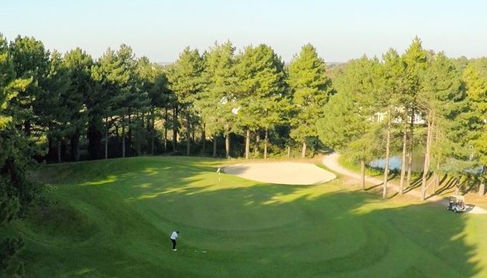 Chipping onto the green at Belle Dune golf club, Northern France