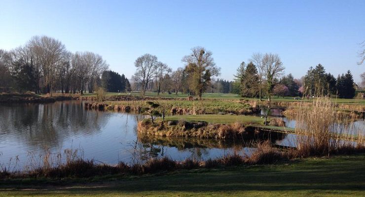 Lots of water at Le Vaudreuil Golf Club, near Rouen, Normandy, France