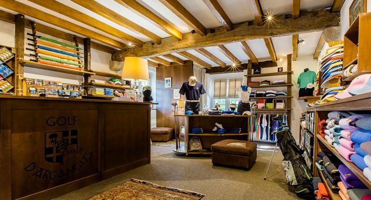 In the well-stocked shop at Arcangues Golf Club, Biarritz, south west France
