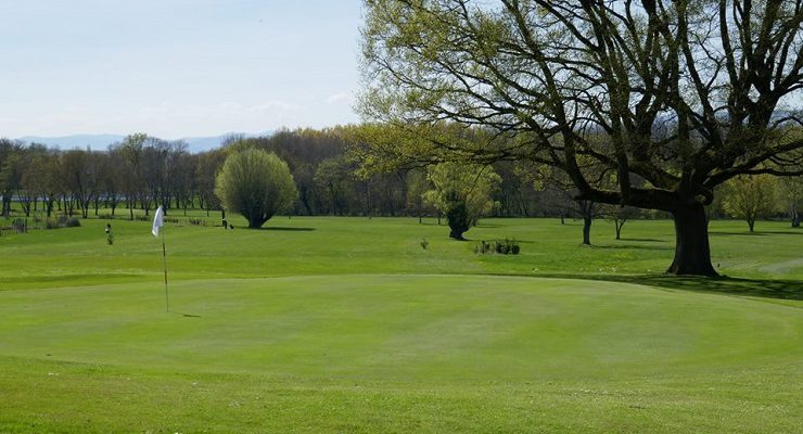 On the green at La Commanderie Golf Club, near Macon, France