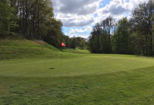 The 11th green at Rouen Mont St Aignan golf course, Normandy, France