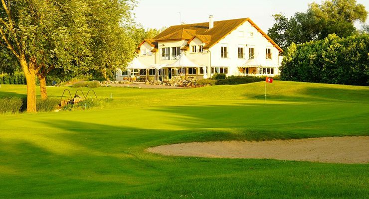 The clubhouse at Beaune Levernois Golf Club, Burgundy, France
