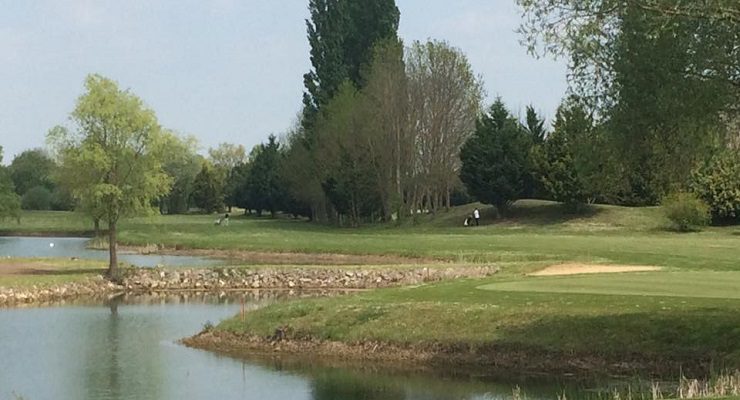 Down the fairway at Beaune Levernois Golf Club, Burgundy, France