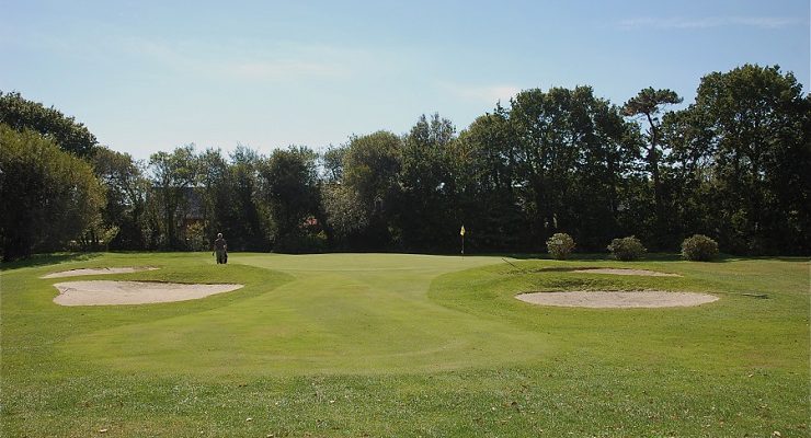 On the green at Cornouaille Golf Club, Brittany, France