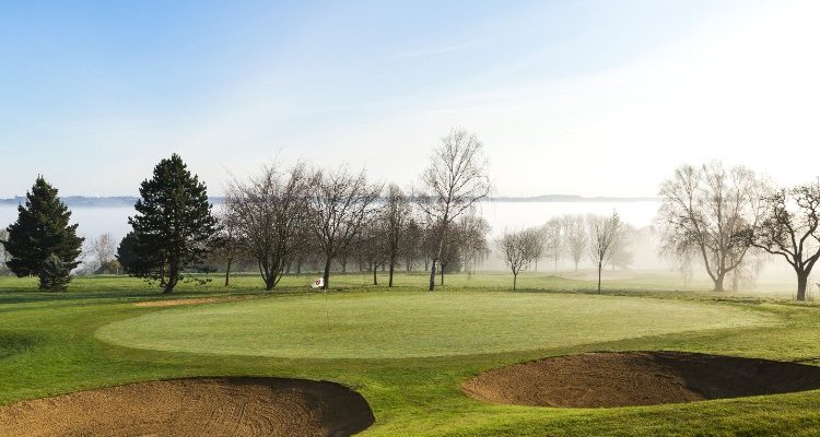Dawn mist over New Deauville Golf Club, Normandy, France