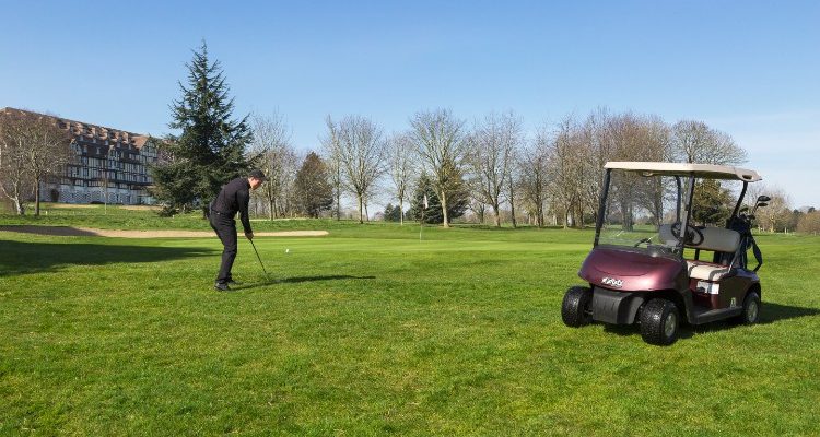 A wedge to the green at New Golf Deauville, Normandy, France