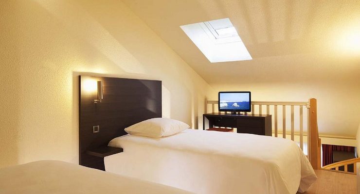 A duplex bedroom at the Escale Oceania Biarritz, south west France