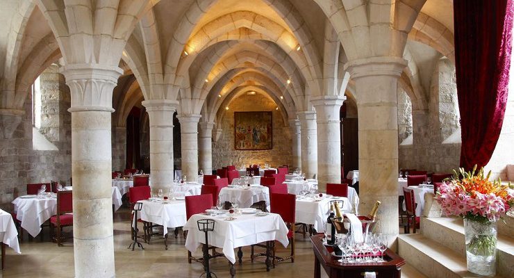 Dining at Chateau de Gilly, near Beaune, Burgundy, France
