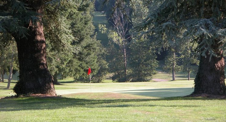 On the green at Nantes La Vigneux golf club, Brittany, France