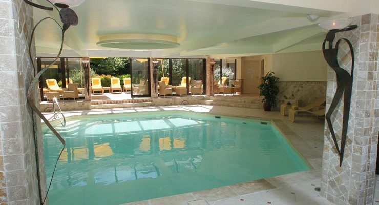 The swimming pool at Relais et Chateaux Hostellerie la Briqueterie, Epernay, Champagne, France