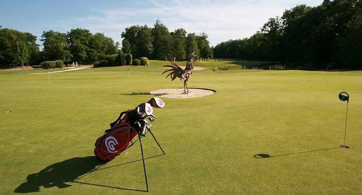 Manicured practice green at De La Bresse Golf Club, Bourg-en-Bresse, near Macon, France