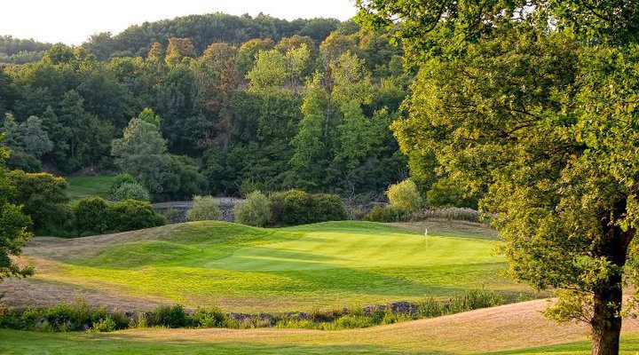 Tricky approach at Bauge Pontigne Golf Club, near Angers, Loire, France