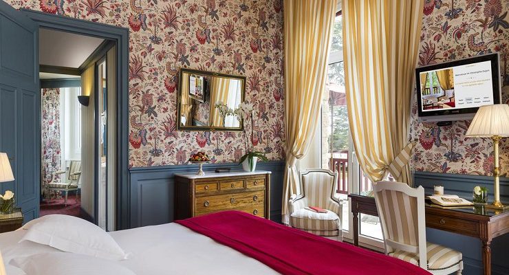 A bedroom at Relais et Chateau Castel Marie Louise, La Baule, Brittany, France