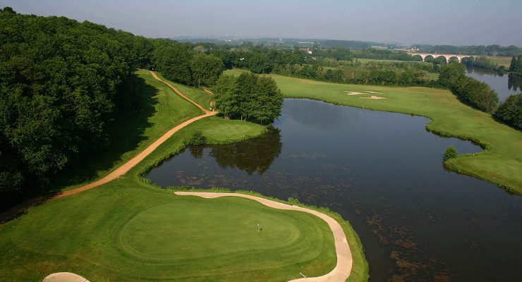 Bird's eye view at Sable Solesmes Golf Club, near Angers, Loire, France