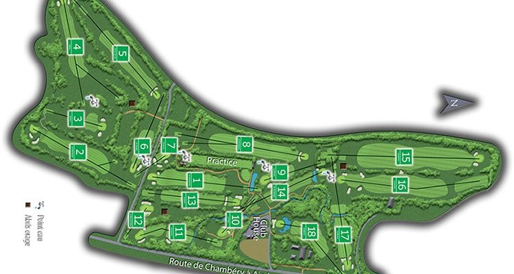 The layout of Aix Les Bains Golf Club, Rhone Alps, France