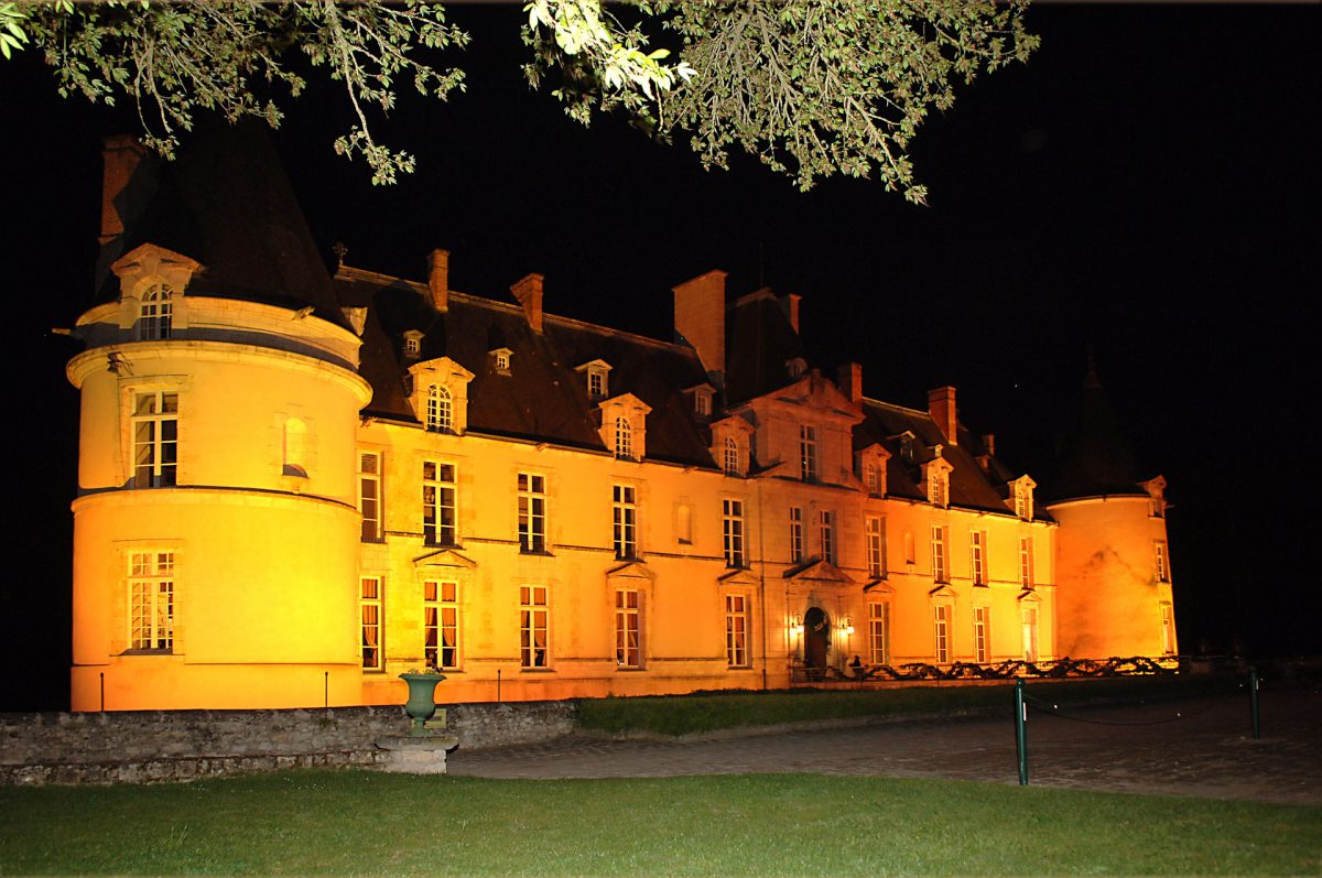 Night lights at Chateau d'Augerville, near Fontainebleau, France