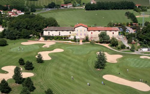 Aerial view of the clubhouse at Beaujolais Golf Club, north of Lyon, France