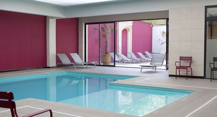 The swimming pool at the Best Western Hotel de la Paix, Reims, Champagne, France