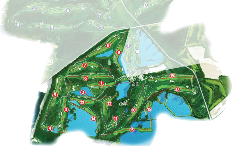 The layout of Gouverneur Breuil Golf course, near Lyon, France