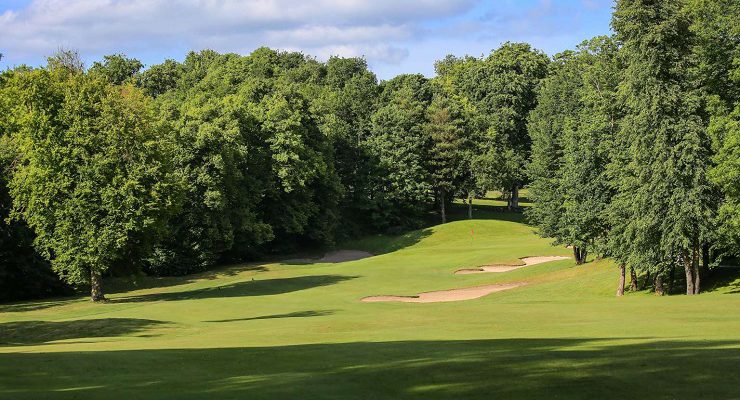 Mature trees at Chateau d'Augerville golf club, south of Fontainebleau, France