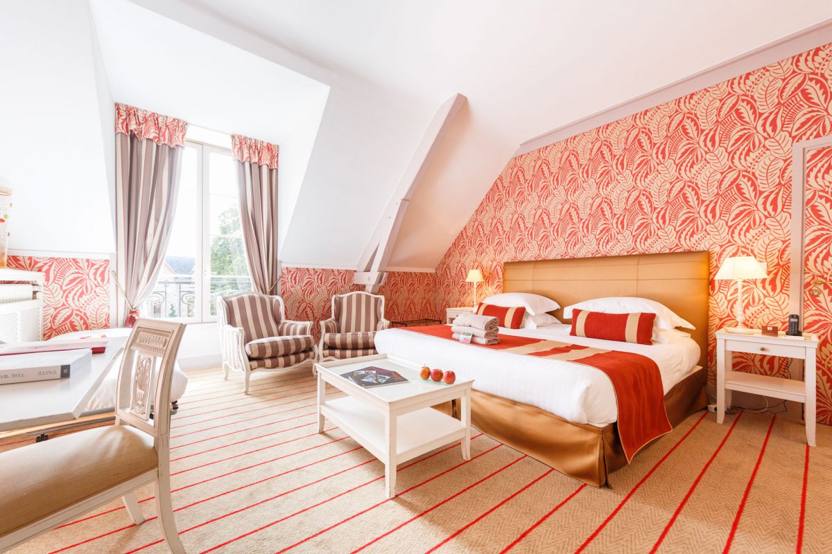 Deluxe bedroom at Domaine de la Bretesche Golf and Spa hotel, Brittany, France