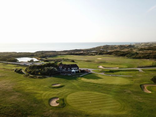Aerial view of the Wimereux Golf clubhouse, Northern France