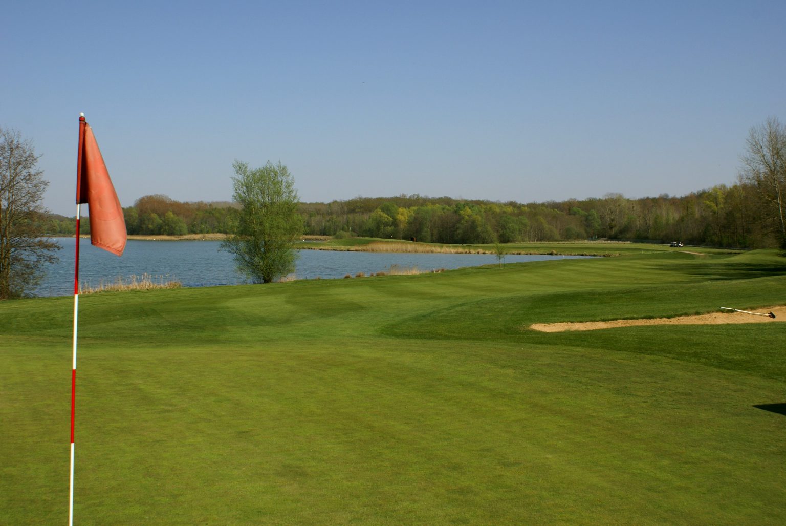 Over the water at L'Ailette Golf Club north of Reims in Champagne, France