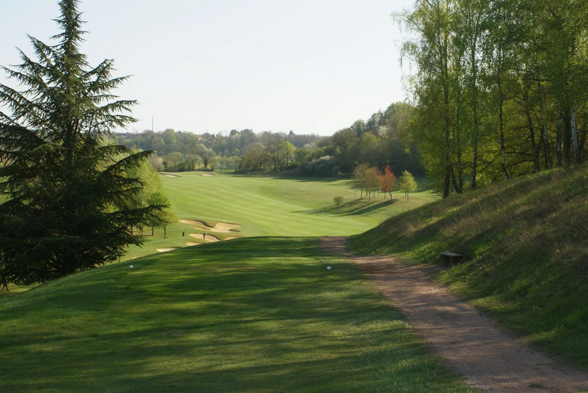 Elevated tee at L'Ailette Golf Club north of Reims in Champagne, France