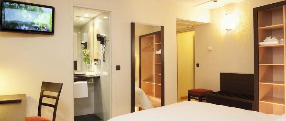 A double bedroom a the Escale Oceania Hotel Biarritz, south west France