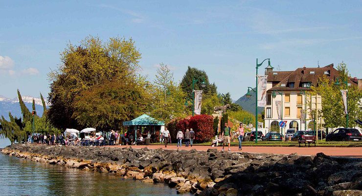 Stroll down to the lake at Evian, near Geneva, France