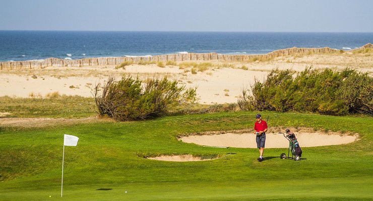 Beach backdrop at Moliets Golf Club, Biarritz, France