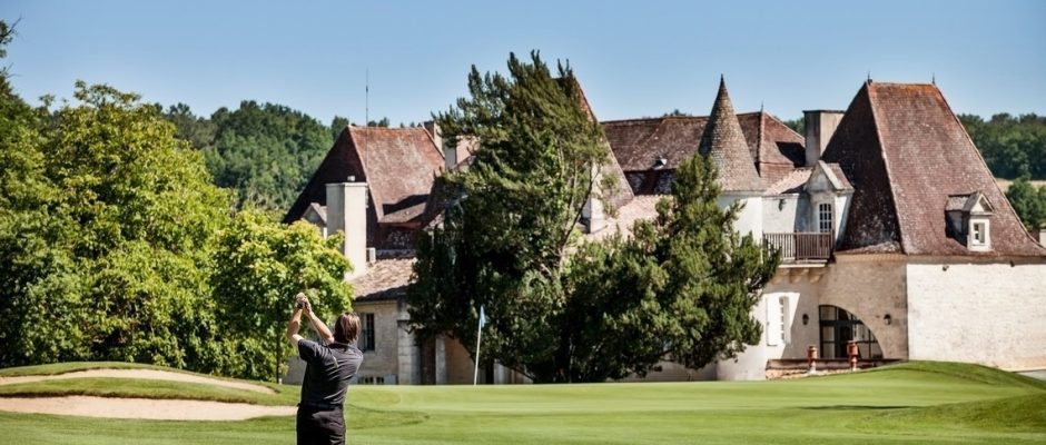 Playing up to the chateau at Chateau des Vigiers Golf Resort, Dordogne, France
