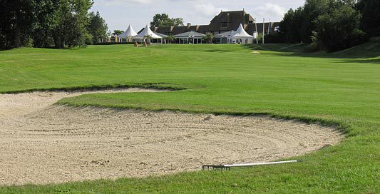 Over the bunker at L'Amiraute Golf Club, Normandy, France