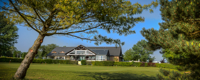 The clubhouse at Caen Golf Club, Normandy, France