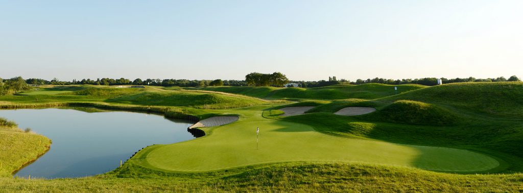 Par three at Golf National Albatros Golf Club, near Paris, France, Ryder Cup and Olympic venue.