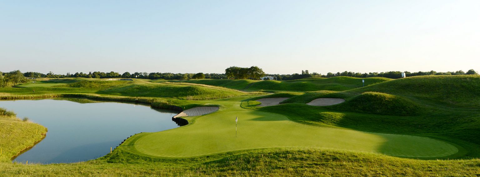 Par three at Golf National Albatros Golf Club, near Paris, France, Ryder Cup and Olympic venue.